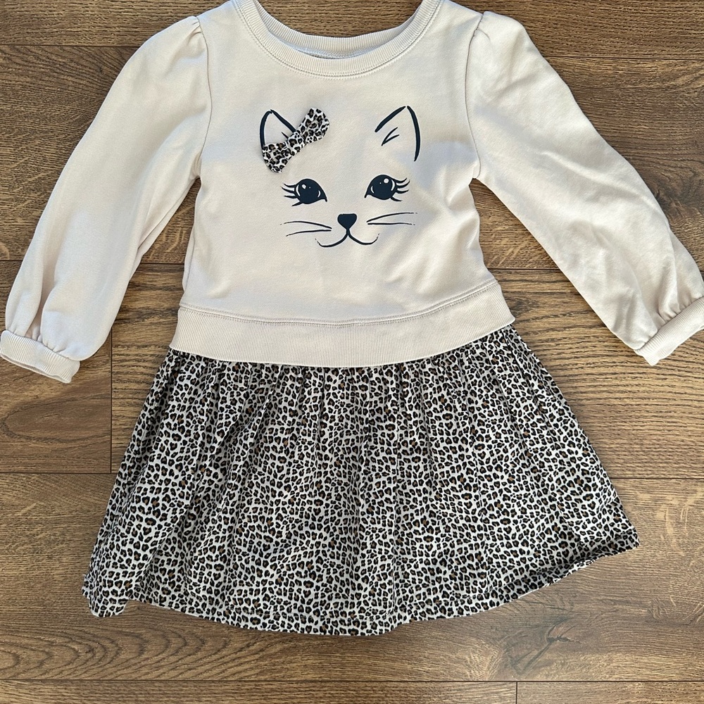 GAP Kitty Dress with Animal Print Skirt Detail